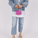 Chanel 24C Iridescent Patent Quilted Carabiner Card Holder