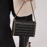 Chanel 2015 Lambskin Chocolate Bar Piercing CC Studded Mini Full Flap