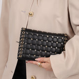 Chanel 2015 Lambskin Chocolate Bar Piercing CC Studded Mini Full Flap