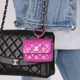Chanel 24C Iridescent Patent Quilted Carabiner Card Holder