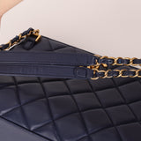 Chanel 2013 Navy Lambskin Misia Open Shoulder Tote