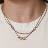 Dior Crystal Logo Dual Chain Necklace