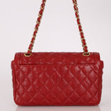 Chanel 2015 Red Caviar Paris Square Single Flap