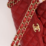 Chanel 2015 Red Caviar Paris Square Single Flap