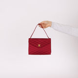 Chanel 1970s Red Satin Kelly Flap 24K GP
