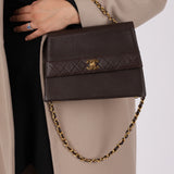 Chanel 1989 Lambskin Chocolate Trapezoid Flap Bag