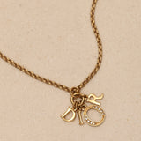 Dior Mini Crystal Logo Charms Pendant Necklace