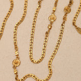 Chanel 1983 CC Camellia Long Necklace 24K GP