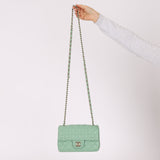 Chanel 2020 Seafoam Green Lambskin Mini Rectangular Flap
