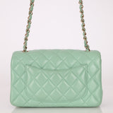 Chanel 2020 Seafoam Green Lambskin Mini Rectangular Flap