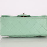 Chanel 2020 Seafoam Green Lambskin Mini Rectangular Flap