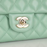 Chanel 2020 Seafoam Green Lambskin Mini Rectangular Flap