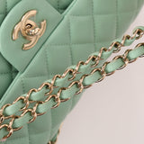 Chanel 2020 Seafoam Green Lambskin Mini Rectangular Flap
