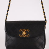 Chanel 1991 Lambskin XL Logo Coco Mark Chain Shoulder Bag 24K GP