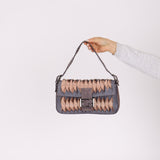 Rare Fendi 2000 Leather, Suede, & Snakeskin Pleated Selleria Baguette