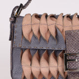 Rare Fendi 2000 Leather, Suede, & Snakeskin Pleated Selleria Baguette