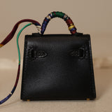 Hermès 2022 Noir Tadelakt Micro Kelly Twilly GHW