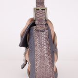 Rare Fendi 2000 Leather, Suede, & Snakeskin Pleated Selleria Baguette