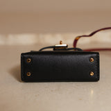 Hermès 2022 Noir Tadelakt Micro Kelly Twilly GHW