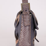 Rare Fendi 2000 Leather, Suede, & Snakeskin Pleated Selleria Baguette