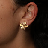 Chanel 2003 Clover Clip-On Earrings 24K GP