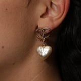 Chanel 2022 CC Pearl Heart Drop Earrings