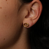 Dior CD Navy Double Pearl Drop Earrings