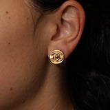 Chanel 1997 Turnlock Button Clip-On Earrings 24K GP