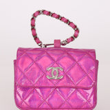 Chanel 2023 Iridescent Patent Quilted CC Hook Card Holder