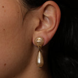 Chanel 1993 Double Pearl Logo Clip-On Earrings 24K GP