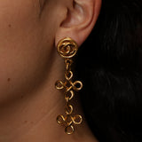 Chanel 1993 CC Celtic Knot Dangle Clip-On Earrings 24K GP
