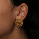 Chanel 1994 Embroidered Motif CC Clip-On Earrings 24K GP