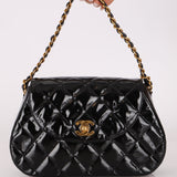 Chanel 1997 Mini Patent Quilted Chain Handle Bag 24K GP