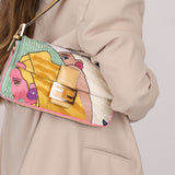 Limited Edition Fendi 1997 Pop-Art Beaded Sequin Snakeskin Baguette