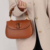 Gucci Cognac Bamboo Turnlock Top Handle with Strap
