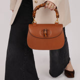Gucci Cognac Bamboo Turnlock Top Handle with Strap