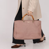 Gucci Nude Leather Bamboo Large Shopper Tote