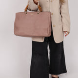 Gucci Nude Leather Bamboo Large Shopper Tote