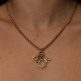Dior Mini Crystal Logo Charms Pendant Necklace