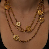 Chanel 70s-80s Hammered Coins Long Necklace 24K GP