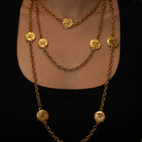 Chanel 70s-80s Hammered Coins Long Necklace 24K GP