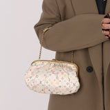 Ultra-Rare Louis Vuitton x Takashi Murakami Multicolor Monogram Satin Aumoniere Clutch on Chain