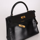 Hermès 1964 Noir Box Calf Retourne Kelly 28
