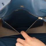 Limited Edition Hermès 2012 Veau Doblis Swift Grizzly Bleu Tempete Birkin 30 Retourne GHW