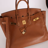 Hermès 1997 Gold Courchevel Retourne Birkin 35 GHW