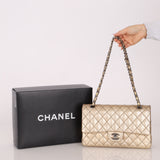 Ultra-Rare Chanel 2015 Metallic Gold Beaded Paris-Dubai Double Flap