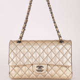 Ultra-Rare Chanel 2015 Metallic Gold Beaded Paris-Dubai Double Flap