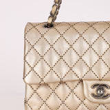 Ultra-Rare Chanel 2015 Metallic Gold Beaded Paris-Dubai Double Flap