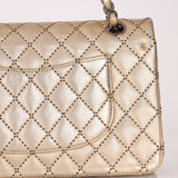 Ultra-Rare Chanel 2015 Metallic Gold Beaded Paris-Dubai Double Flap