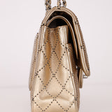 Ultra-Rare Chanel 2015 Metallic Gold Beaded Paris-Dubai Double Flap